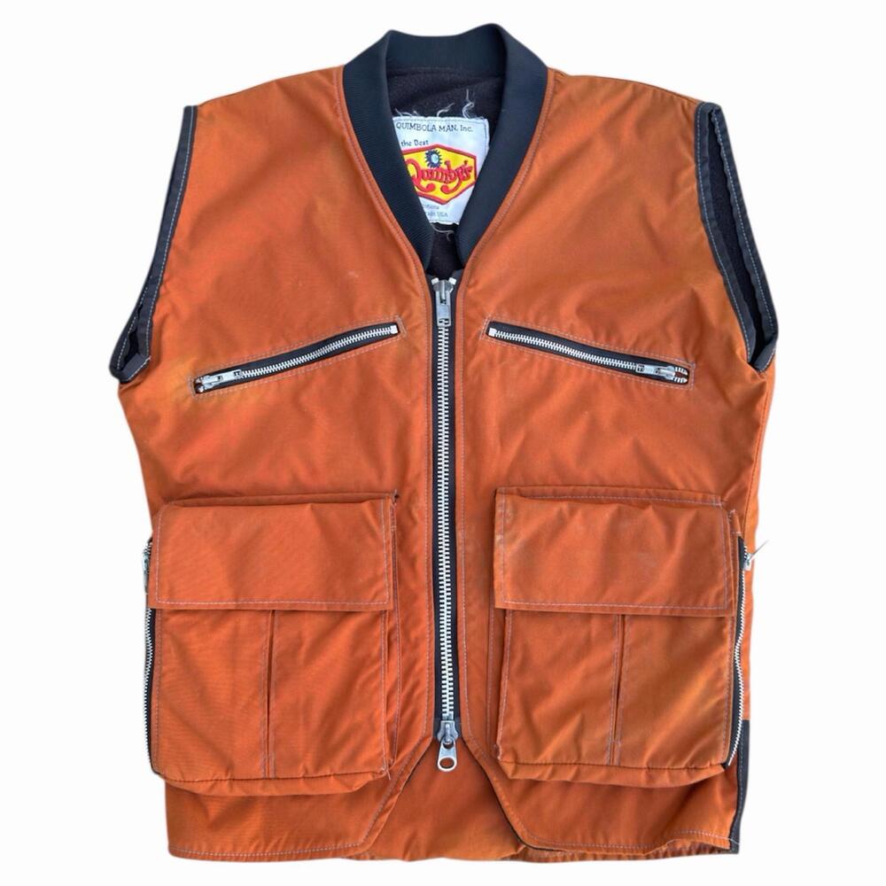 VTG 90s Quimby’s Hunting Vest Orange Zip Insulated USA Made Colorado Workwear L